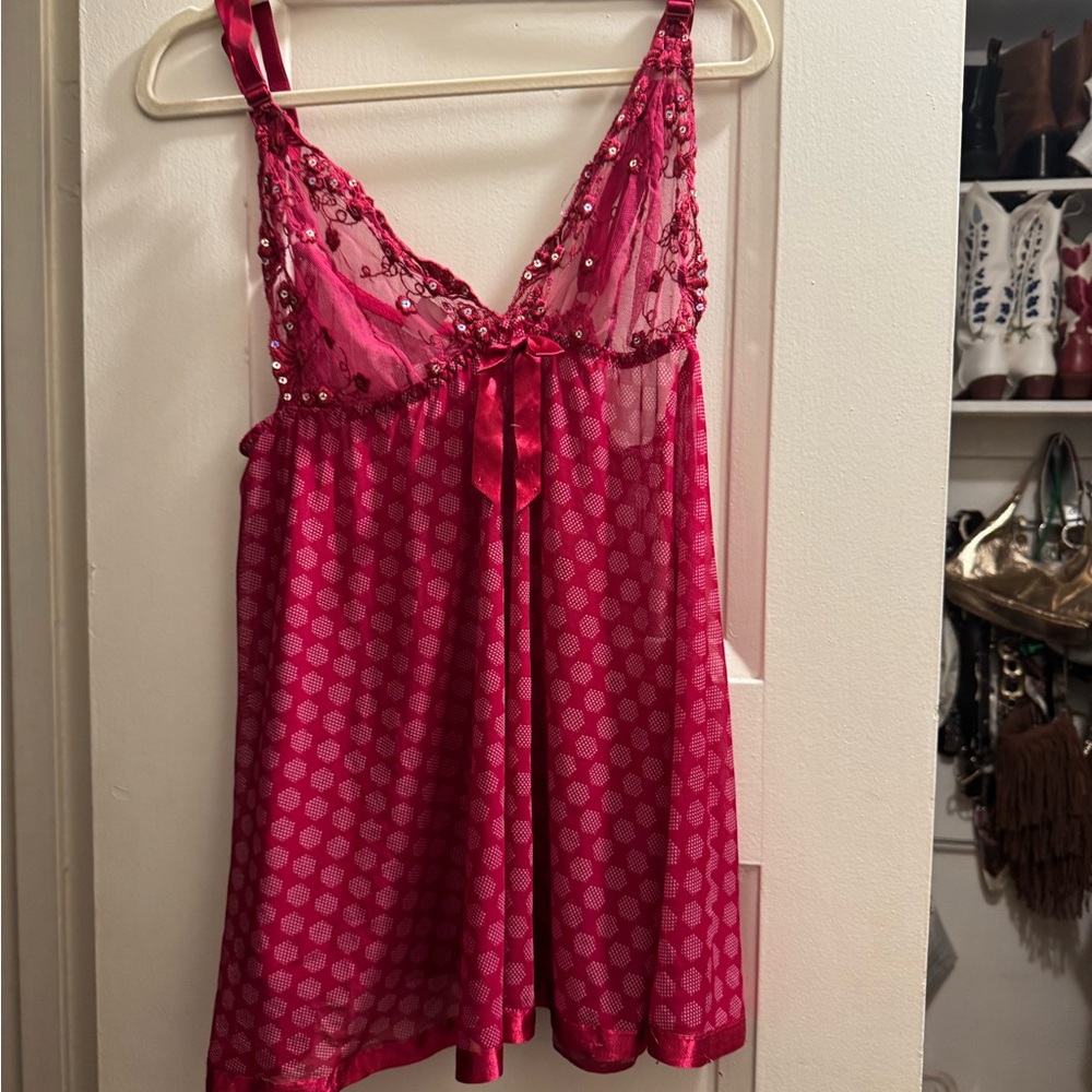 Elegant Pink Sheer Babydoll Lingerie